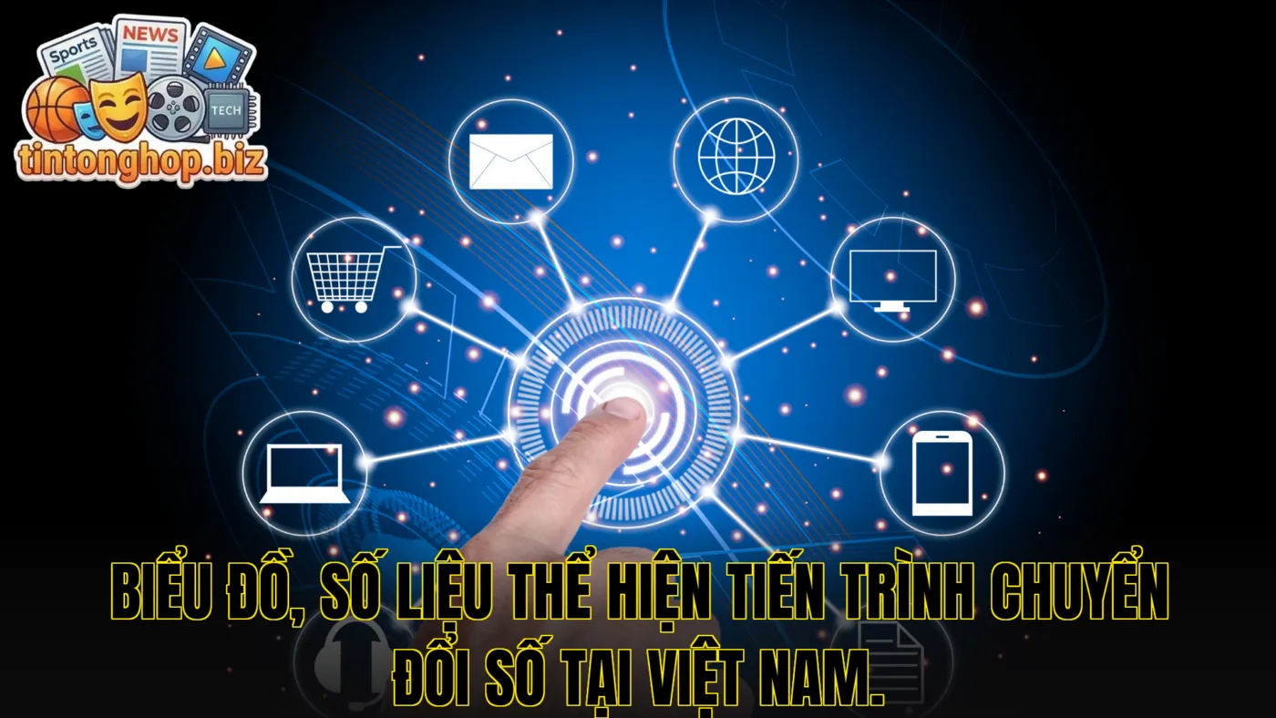 Biểu đồ, số liệu thể hiện tiến trình chuyển đổi số tại Việt Nam.
