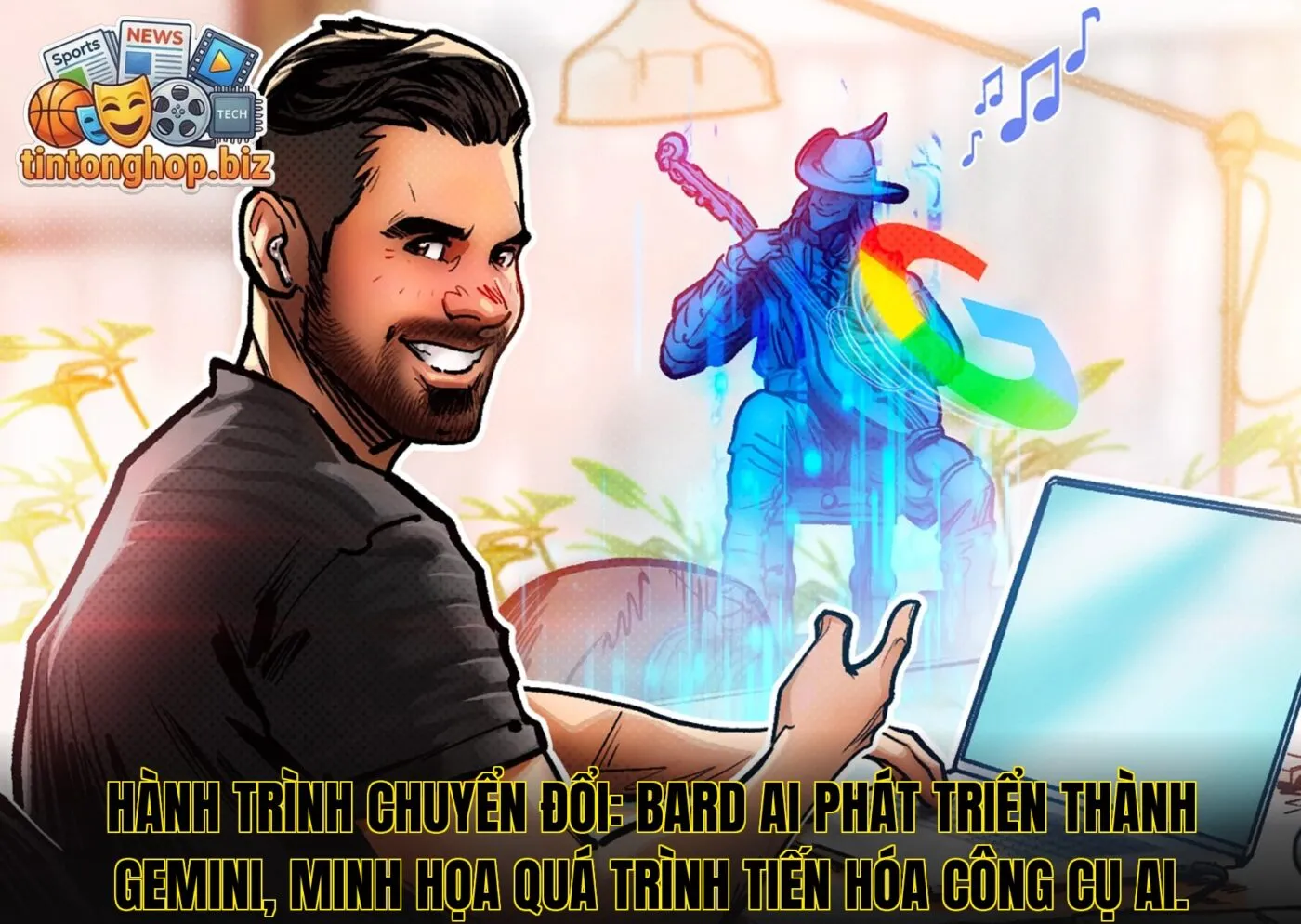 Hành trình chuyển đổi: Bard AI phát triển thành Gemini, minh họa quá trình tiến hóa công cụ AI.